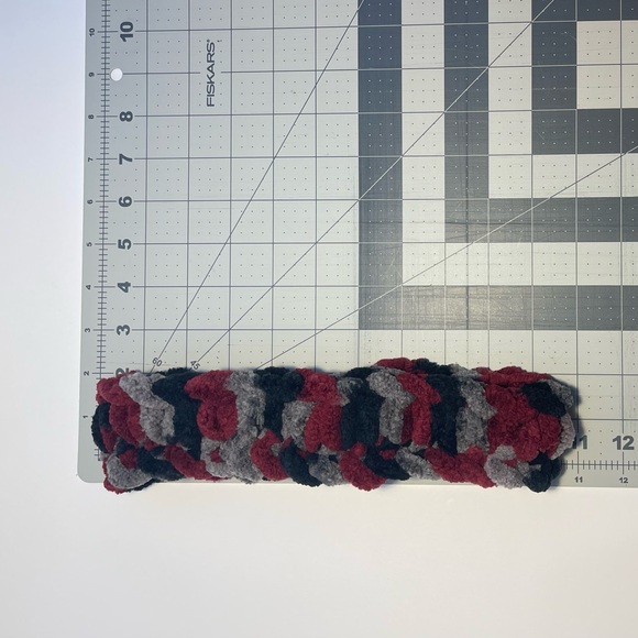 Handmade Kid’s Super Soft & Cozy Winter Headband/Ear Wrap - Cranberry/Gray/Black - Picture 8 of 9